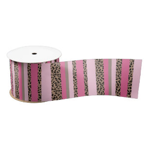 Streifen Leopard und Rosa Satinband