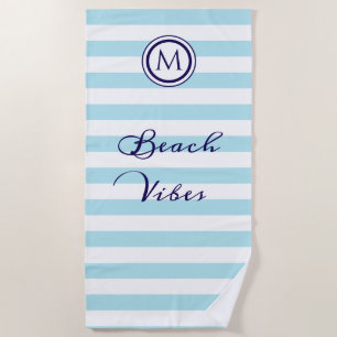 Streifen Light Blue und White Nautical Coastal Chi Strandtuch