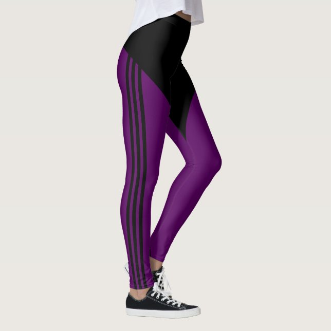 Streifen Lila schwarze Leggings - Farben auswählen (Rechts)