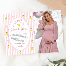 Streifen-Limonen-Baby-Shower-Foto-Dankeskarten