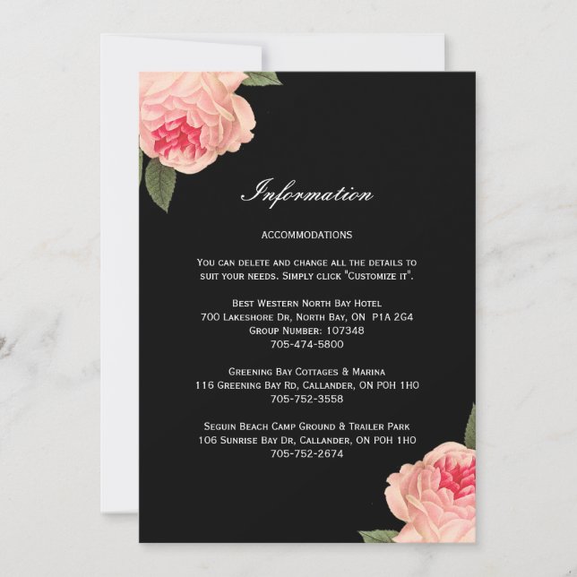 Streifen mit Korallenpeonie-Detailkarten Einladung (Vorderseite)