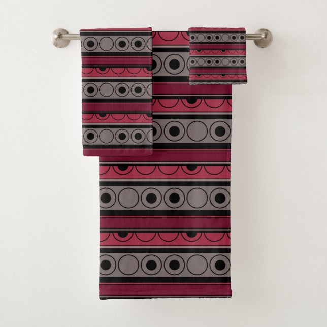 Streifen mit Kreise und Ringen im Retrostil Badhandtuch Set (Insitu)