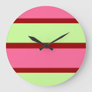 Streifen mit Minze und Rosa Große Wanduhr