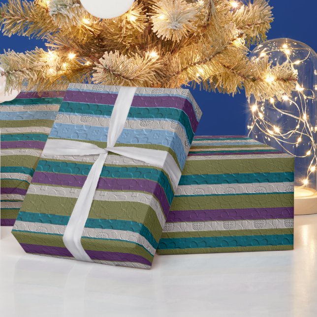 Streifen mit Muster  Geschenkpapier (Feiertage)