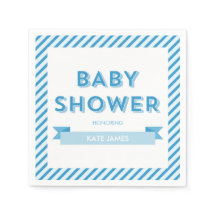 Streifen Moderne Blue Baby Dusche