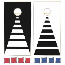 Streifen Modernes Schwarz-weißes Cornhole-Set