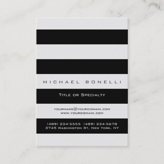Streifen Monogram Trendy Chic Business Card Visitenkarte (Vorderseite)