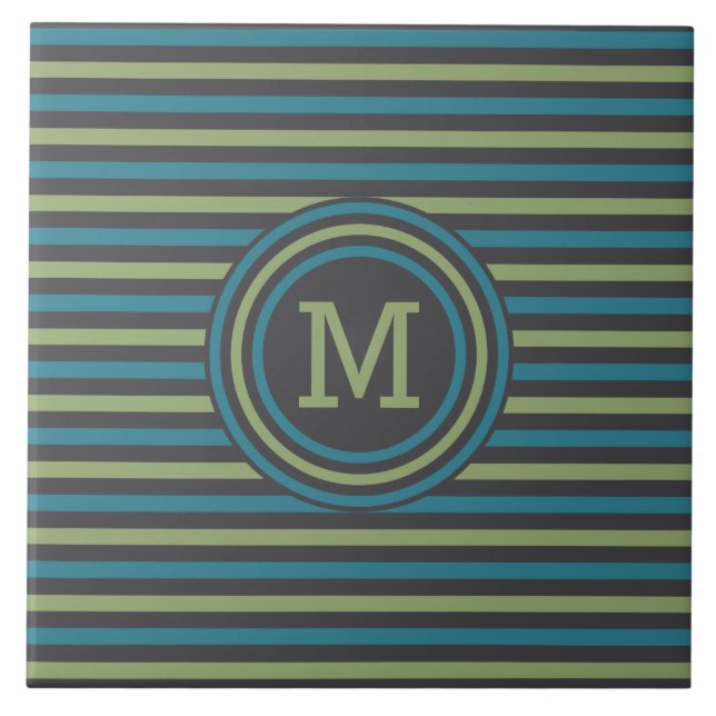 Streifen Muster benutzerdefinierte Monogramm-Flies Fliese (Vorderseite)