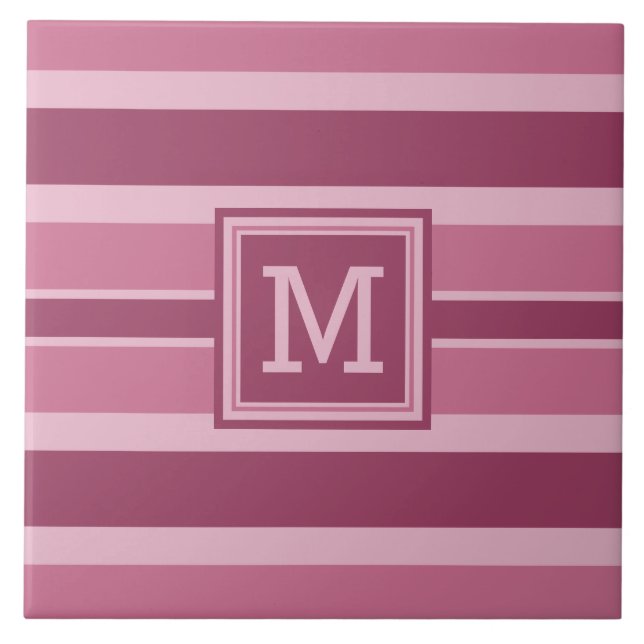 Streifen Muster benutzerdefinierte Monogramm-Flies Fliese (Vorderseite)