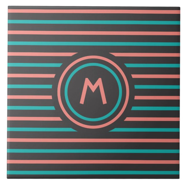 Streifen Muster benutzerdefinierte Monogramm-Flies Fliese (Vorderseite)
