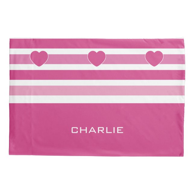 Streifen Muster benutzerdefinierte Monogramm-Pillo Kissenbezug (Rückseite)