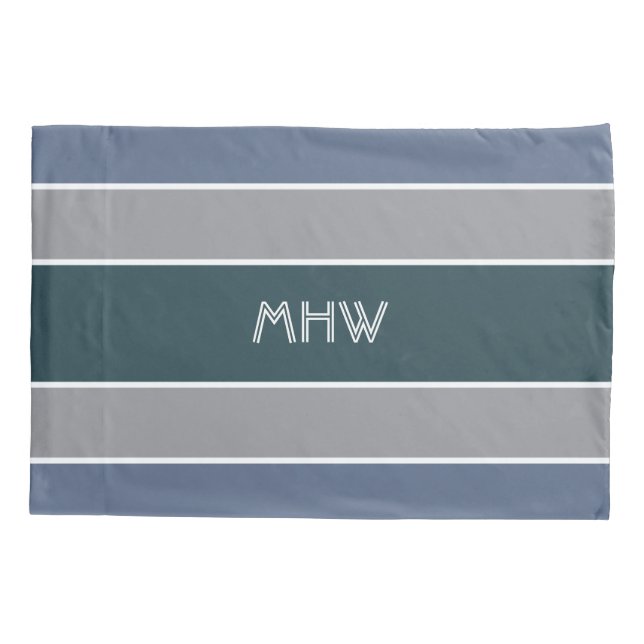 Streifen Muster benutzerdefinierte Monogramm-Pillo Kissenbezug (Rückseite)