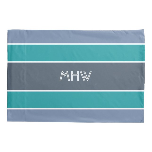 Streifen Muster benutzerdefinierte Monogramm-Pillo Kissenbezug (Rückseite)