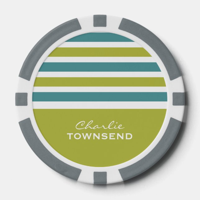 Streifen Muster benutzerdefinierte Monogramm-Poker Pokerchips (Vorderseite)