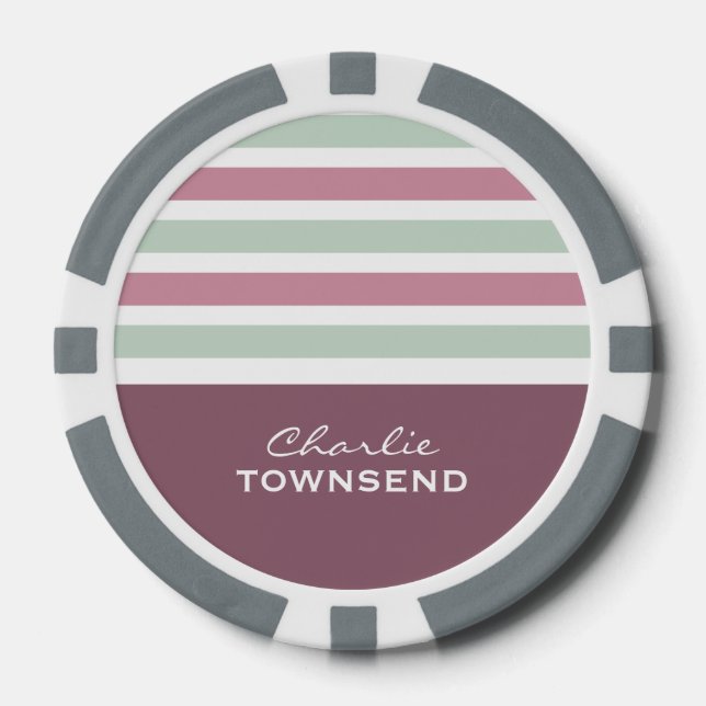 Streifen Muster benutzerdefinierte Monogramm-Poker Pokerchips (Vorderseite)