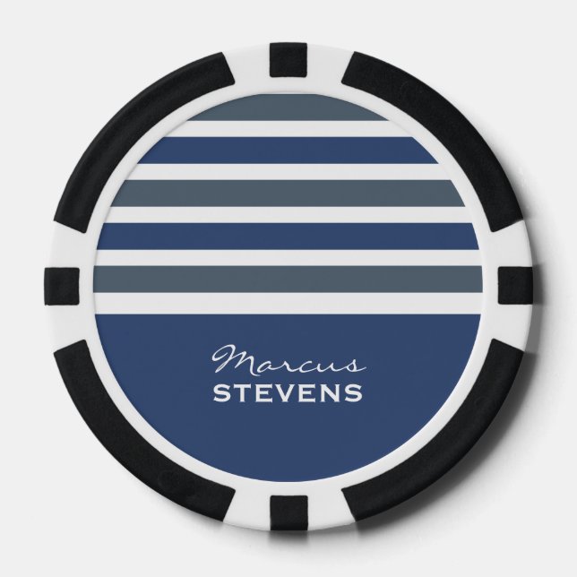 Streifen Muster benutzerdefinierte Monogramm-Poker Pokerchips (Vorderseite)