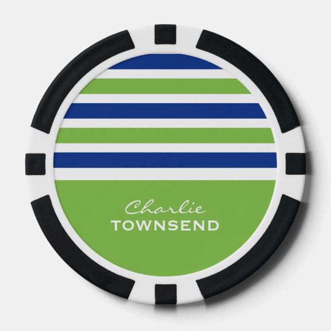 Streifen Muster benutzerdefinierte Monogramm-Poker Pokerchips (Vorderseite)