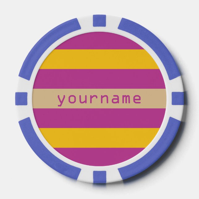 Streifen Muster benutzerdefinierte Monogramm-Poker Pokerchips (Vorderseite)