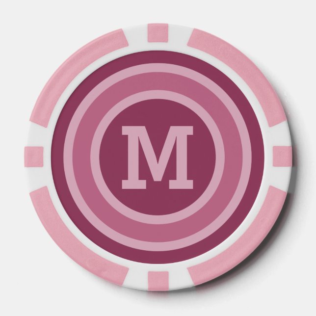 Streifen Muster benutzerdefinierte Monogramm-Poker Pokerchips (Vorderseite)
