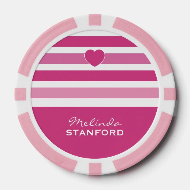 Streifen Muster benutzerdefinierte Monogramm-Poker Pokerchips (Vorderseite)