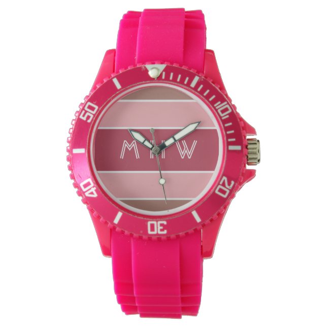 Streifen Muster benutzerdefinierte Monogramm-Uhren Armbanduhr (Vorderseite)