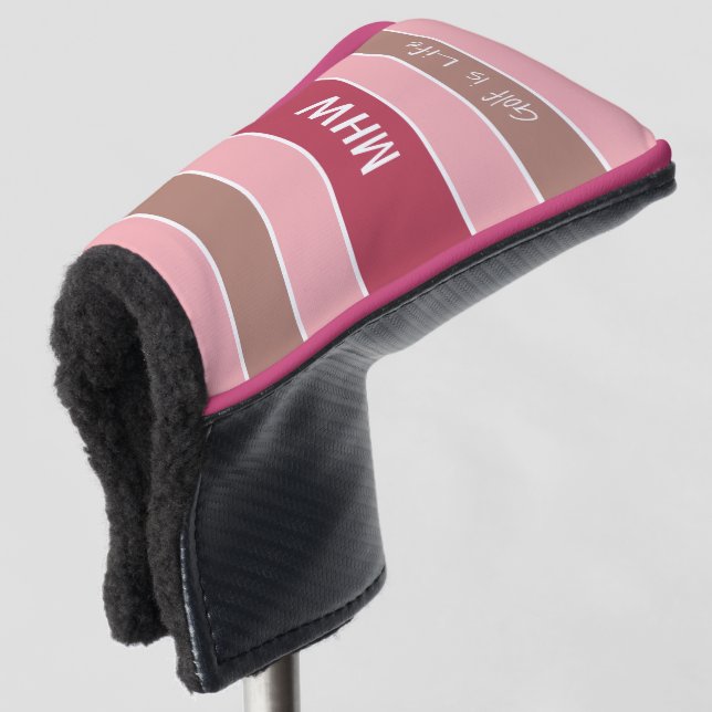 Streifen Muster benutzerdefinierte Monogramm- und  Golf Headcover (3/4 Vorderseite)