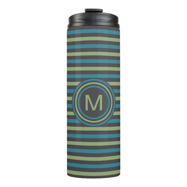 Streifen Muster Custom Monogram Tumbler Thermosbecher (Vorderseite)
