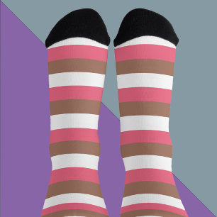 Streifen Muster Horizontal braun rosa Weiß Socken