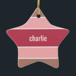 Streifen Muster individuelle Name Keramikornament<br><div class="desc">Ändern Sie das Textfeld in das gewollt Textfeld. Sie können auch den Schriftart und seine Größe und Farbe ändern,  indem Sie die Funktion "Anpassen" verwenden,  sowie weitere Textfelder hinzufügen,  wenn Sie möchten. Sehen Sie in meinem Geschäft für weitere Artikel mit und Farbwahl von diesem Design.</div>