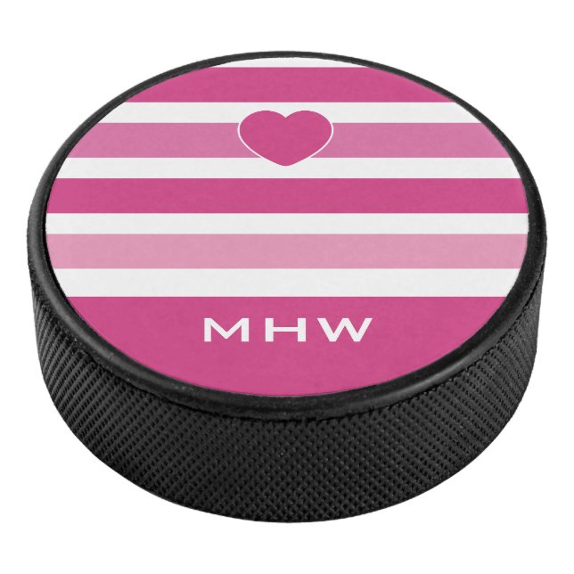 Streifen Muster kundenspezifischer monogramm Hocke Eishockey Puck (3/4)