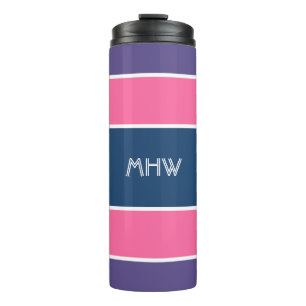 Streifen Muster kundenspezifischer Monogramm-Tumbl Thermosbecher