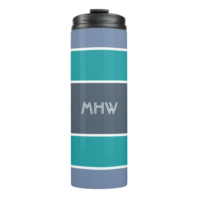 Streifen Muster kundenspezifischer Monogramm-Tumbl Thermosbecher (Vorderseite)