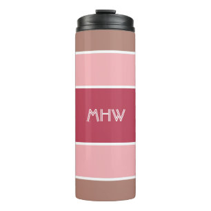 Streifen Muster kundenspezifischer Monogramm-Tumbl Thermosbecher