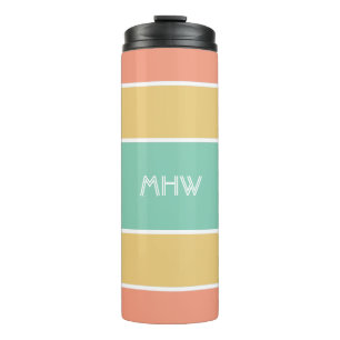 Streifen Muster kundenspezifischer Monogramm-Tumbl Thermosbecher
