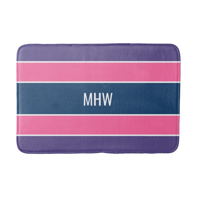 Streifen Muster Maßgeschneiderte Monogramm-Badmatt Badematte (Vorderseite)