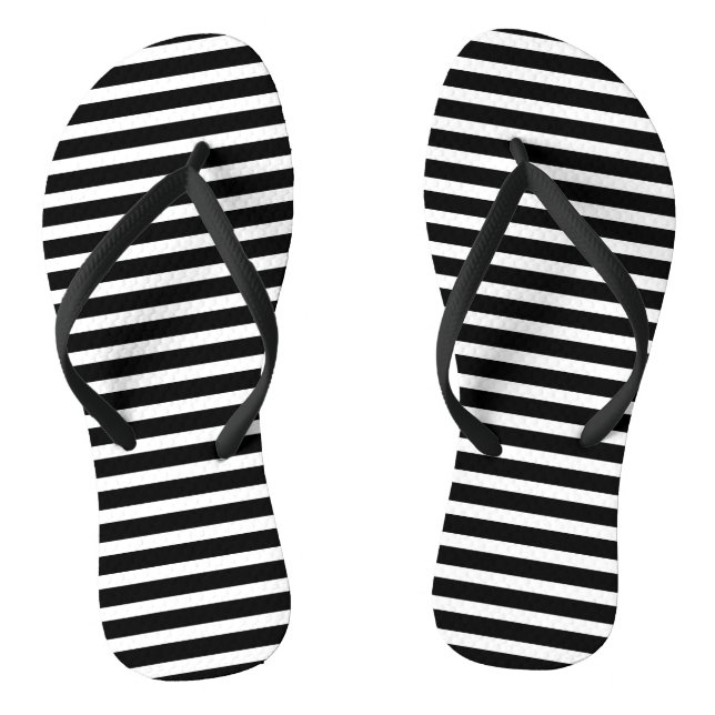 Streifen Muster Schwarz-weiß trendy Stilvoll Elega Flip Flops (Fußbett)