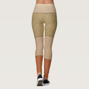 Streifen Muster Vermillion Gold Tan Leggings
