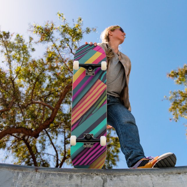 Streifen-Neonmuster Skateboard (Außen 1)