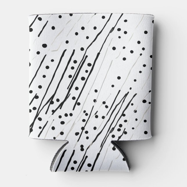 Streifen oder Polka-Punkte, schwarz, weiß, grau Dosenkühler (Vorderseite)