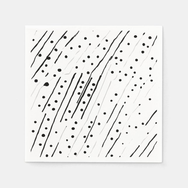 Streifen oder Polka-Punkte, schwarz, weiß, grau Serviette (Vorderseite)