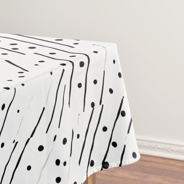 Streifen oder Polka-Punkte, schwarz, weiß, grau Tischdecke (Stripes or polka dots black, white, grey pattern tablecloth)