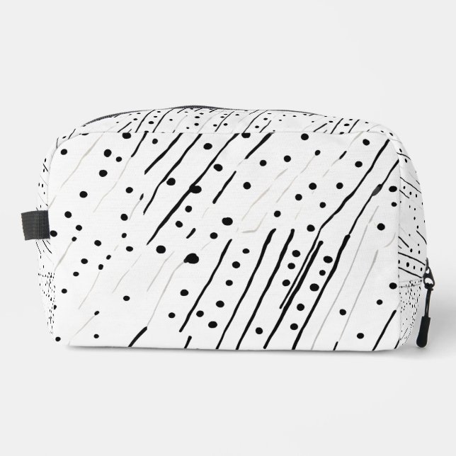 Streifen oder Polka-Punkte, schwarz, weiß, grau Waschbeutel (Vorderseite)