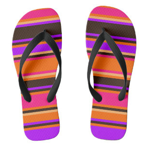Streifen Orange, Magenta und Lila Unisex Flip Flop