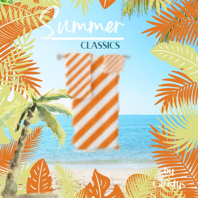 Streifen Orange und Weiß Badhandtuch Set (Von Creator hochgeladen)