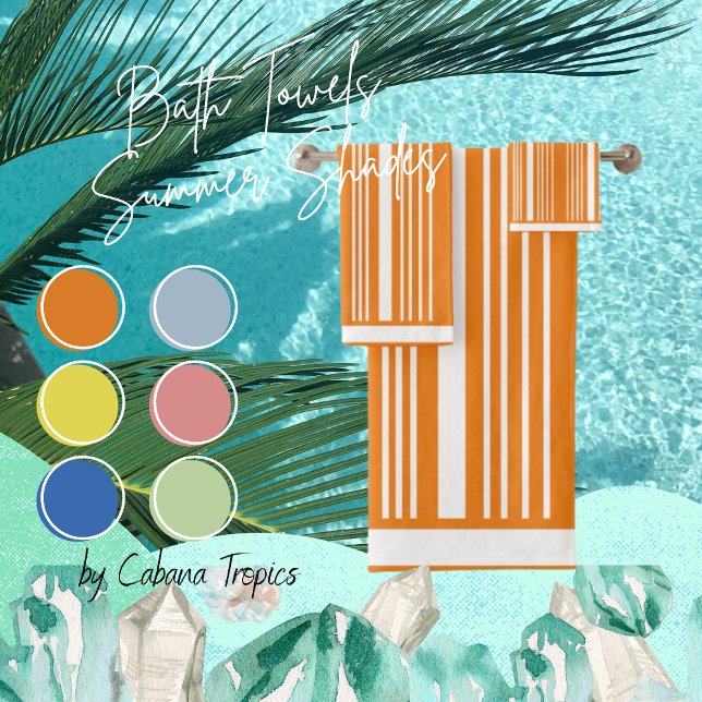 Streifen Orange und Weiß Badhandtuch Set (Von Creator hochgeladen)