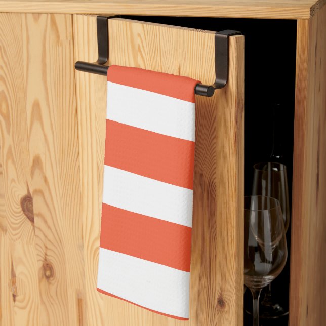 Streifen - orange und weiß geschirrtuch (Drittel gefaltet)