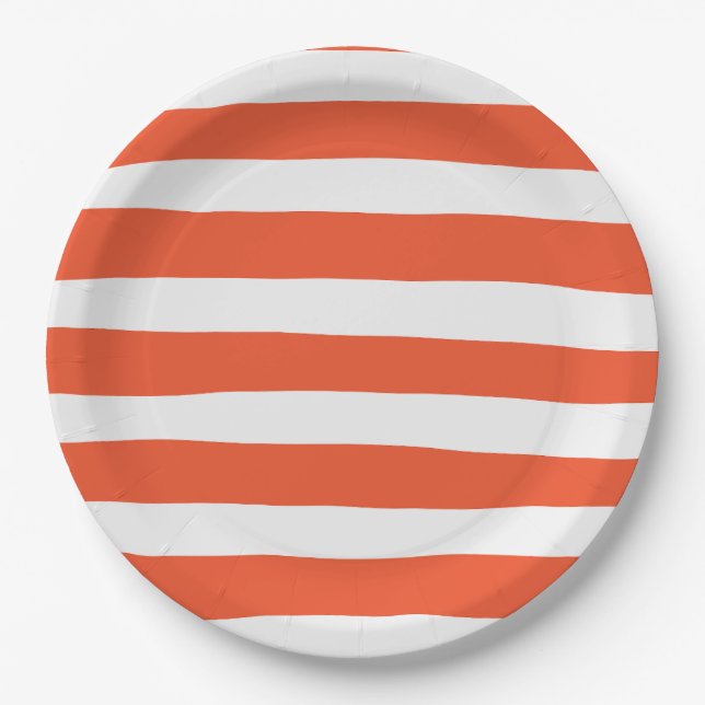 Streifen - orange und weiß pappteller (Vorderseite)