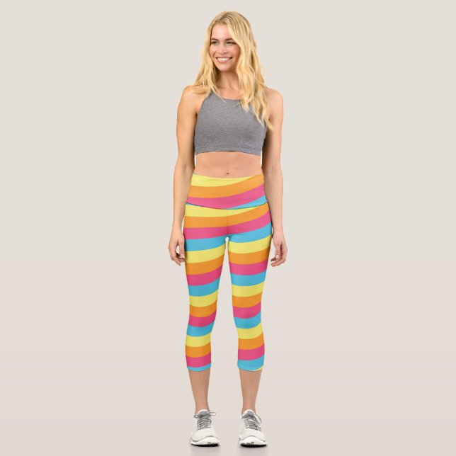Streifen Ostermuster Geschenk für Männer Frauen Ki Capri Leggings (Vorderseite)