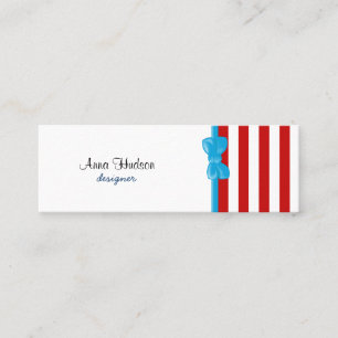 Streifen (parallele Linien) - weißes Rot Mini Visitenkarte