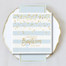 Streifen Pastel Blue Gold BOY BAPTISM Mittagessen
